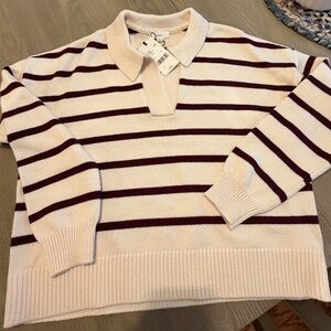 NWT Collared burgundy and cream sweater (size L)
